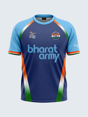 Bharat Army 25th Anniversary Edition Match Day Retro Round Neck Jersey 2023 (Royal Blue) - Front