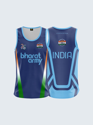 Bharat Army 25th Anniversary Edition Match Day Retro Vest 2023 (Royal Blue) - Both