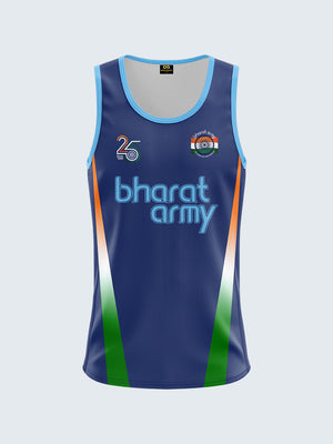 Bharat Army 25th Anniversary Edition Match Day Retro Vest 2023 (Royal Blue) - Front