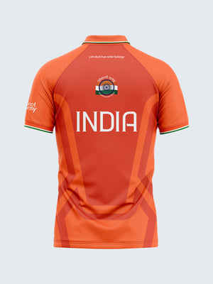 Bharat Army 25th Anniversary Edition Match Day Retro Polo Jersey 2023 (Orange) - Back