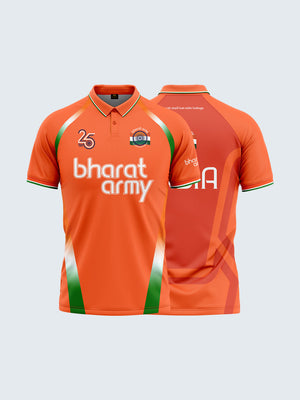 Bharat Army 25th Anniversary Edition Match Day Retro Polo Jersey 2023 (Orange) - Both
