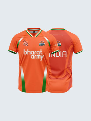 Bharat Army 25th Anniversary Edition Match Day Retro V-Neck Jersey 2024 (Orange)