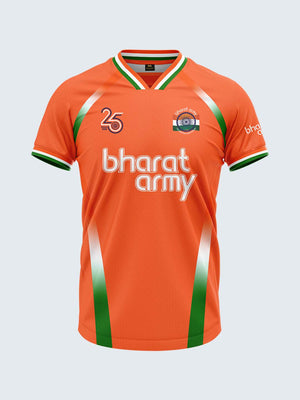 Bharat Army 25th Anniversary Edition Match Day Retro V-Neck Jersey 2024 (Orange)