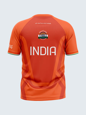 Bharat Army 25th Anniversary Edition Match Day Retro Round Neck Jersey 2023 (Orange) - Back