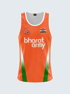 Bharat Army 25th Anniversary Edition Match Day Retro Vest 2023 (Orange) - Front