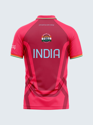 Bharat Army 25th Anniversary Edition Match Day Retro Polo Jersey 2023 (Pink) - Back