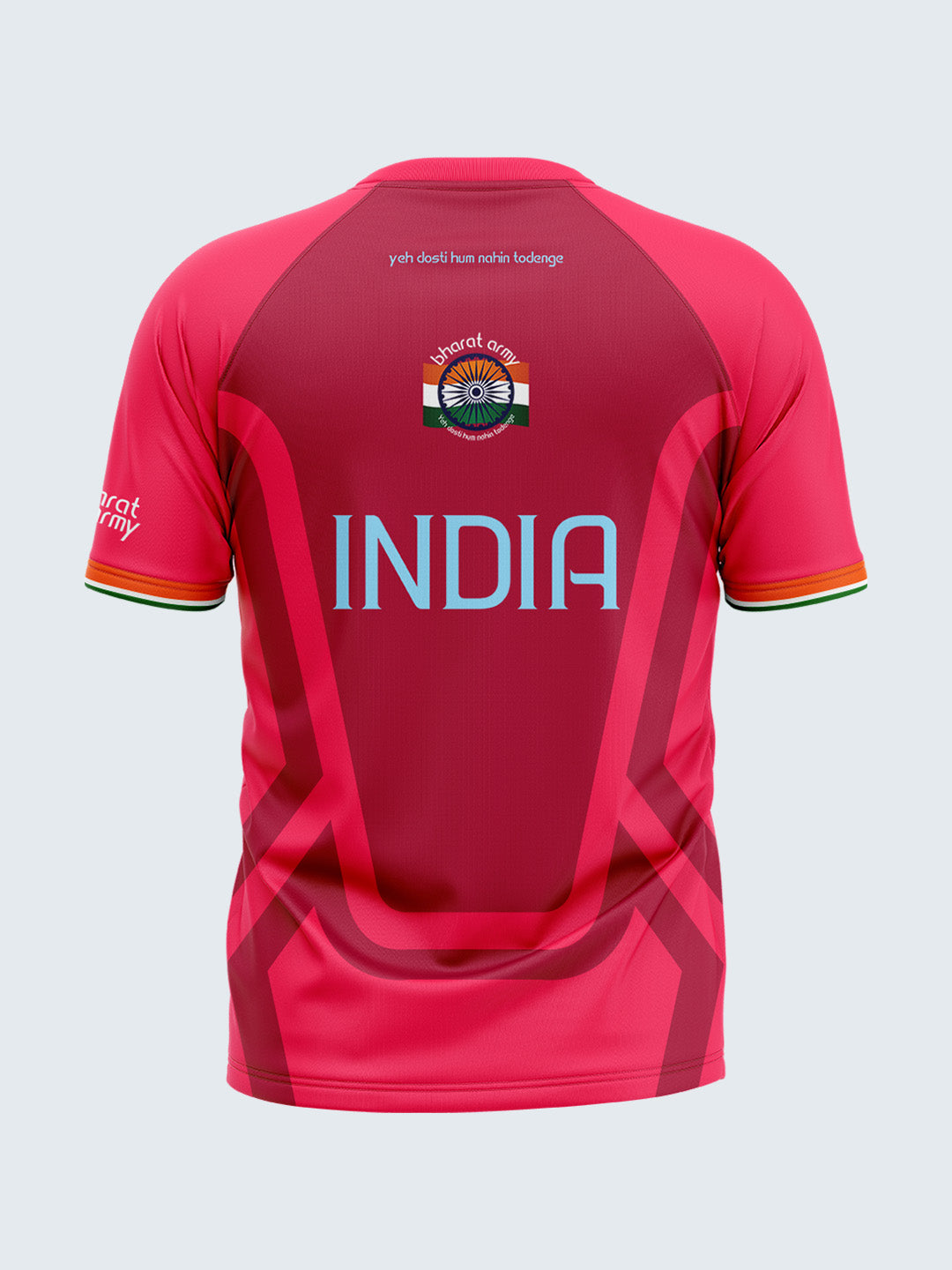 Bharat Army 25th Anniversary Edition Match Day Retro Round Neck Jersey 2023 (Pink) - Front