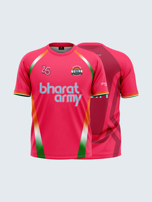 Bharat Army 25th Anniversary Edition Match Day Retro Round Neck Jersey 2023 (Pink) - Both