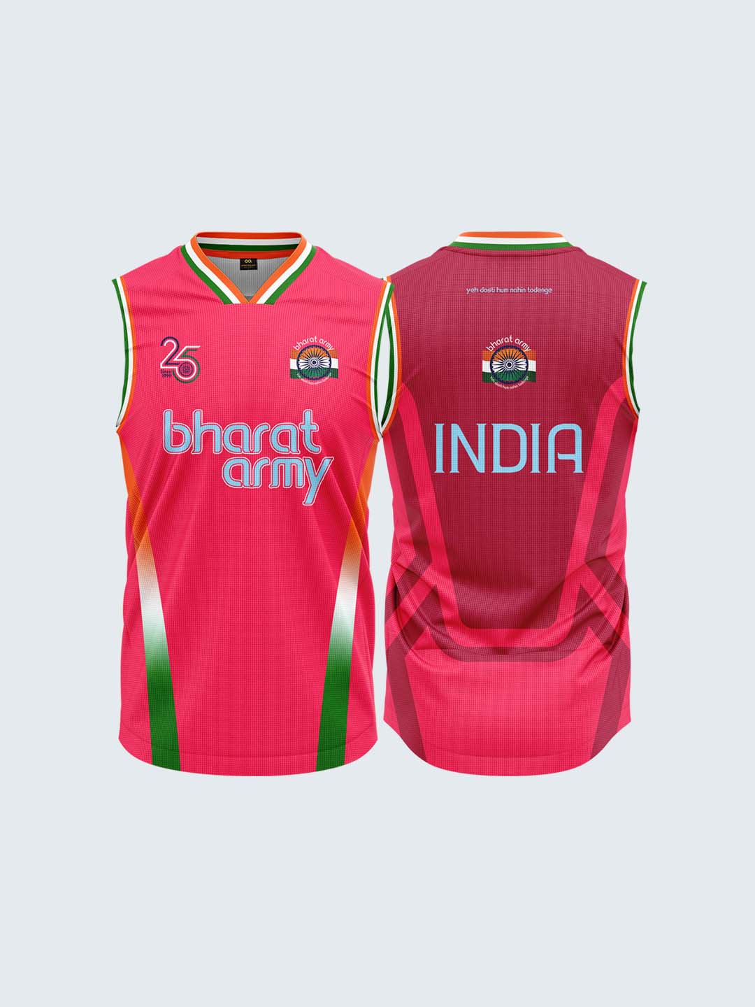 Bharat Army 25th Anniversary Edition Match Day Retro Vest 2024 (Pink)