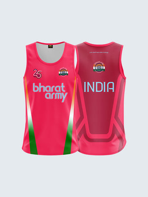 Bharat Army 25th Anniversary Edition Match Day Retro Vest 2023 (Pink) - Both