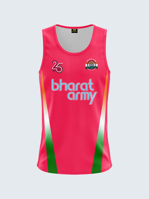 Bharat Army 25th Anniversary Edition Match Day Retro Vest 2023 (Pink) - Front