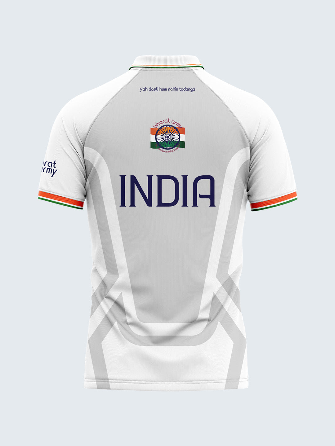 Bharat Army 25th Anniversary Edition Match Day Retro Polo Jersey 2023 (White) - Front