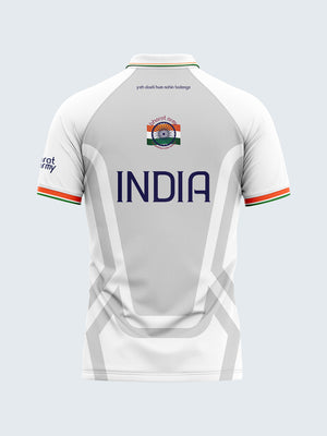 Bharat Army 25th Anniversary Edition Match Day Retro Polo Jersey 2023 (White) - Back