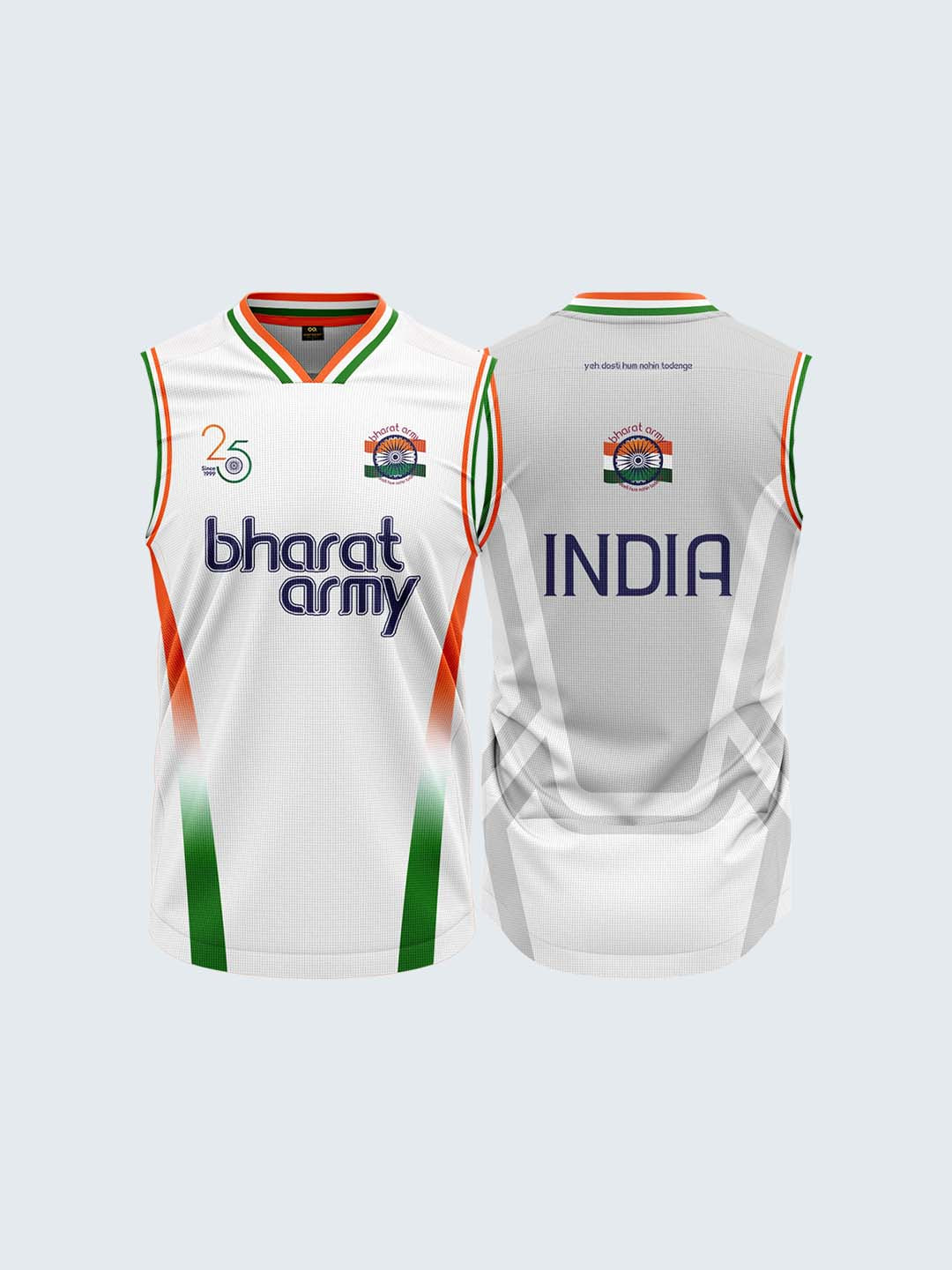 Bharat Army 25th Anniversary Edition Match Day Retro Vest 2024 (White)