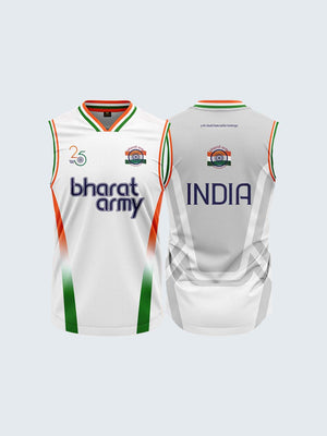 Bharat Army 25th Anniversary Edition Match Day Retro Vest 2024 (White)