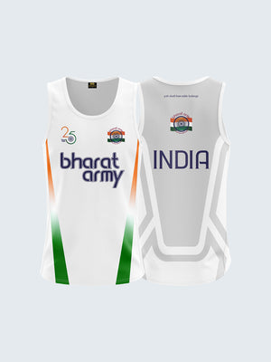 Bharat Army 25th Anniversary Edition Match Day Retro Vest 2023 (White) - Both