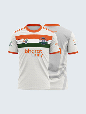 Bharat Army 25th Anniversary Retro Jersey 2024 - White - Both