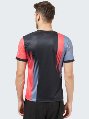 Men's Geometric Active Sports T-Shirt: Black - Back