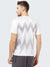Men's Geometric Active Sports T-Shirt: White & Light Grey - Front