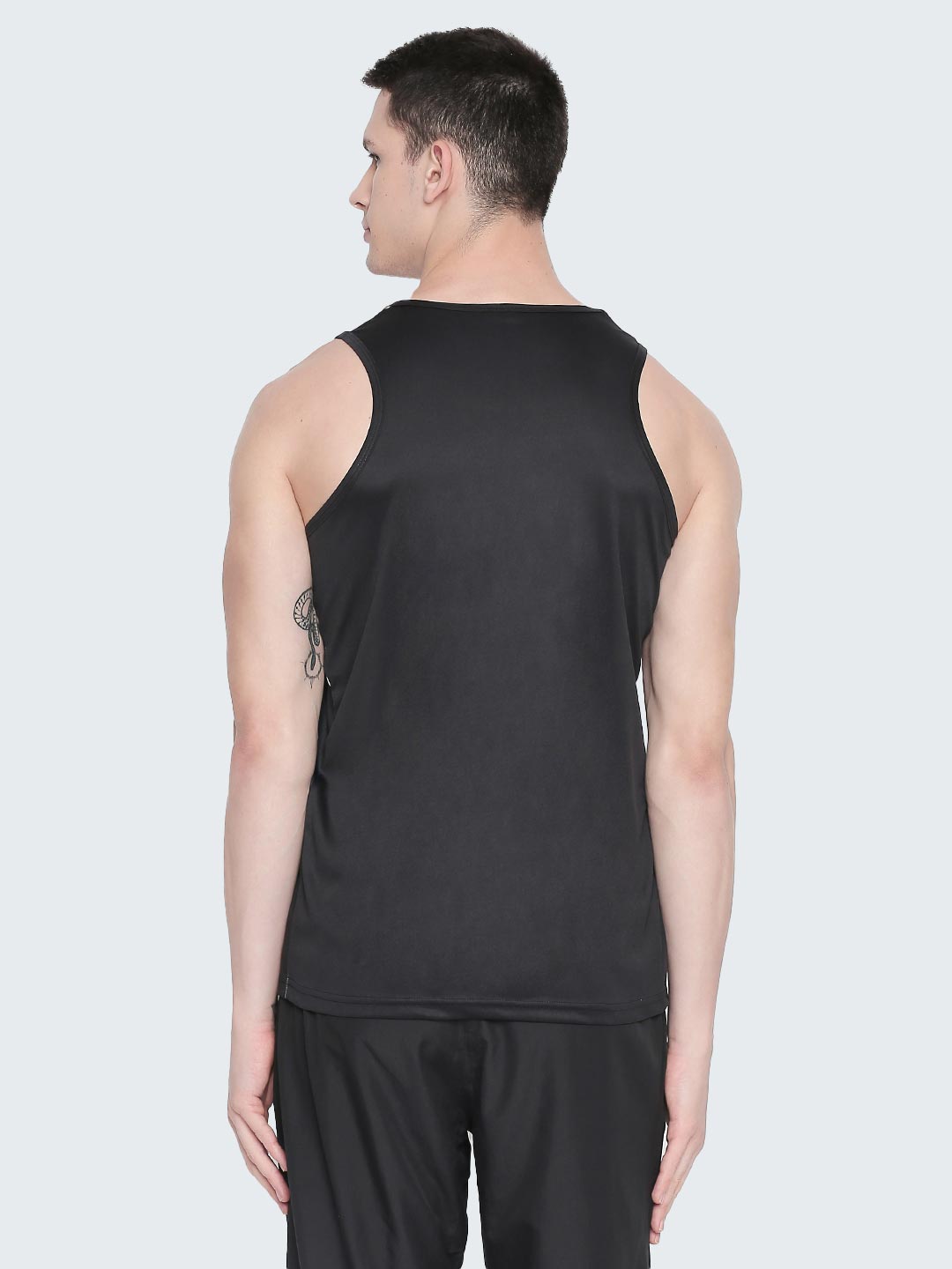 Men's Striped Active Gym Vest: White & Black - Front