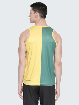 Men's Two-Tone Active Gym Vest : Yellow/Green - Back
