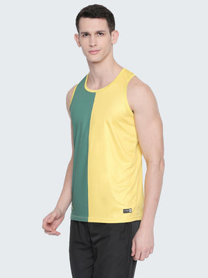 Men's Two-Tone Active Gym Vest : Yellow/Green - Side