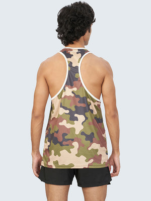 Men's Camouflage Active Gym Vest: Green - Back