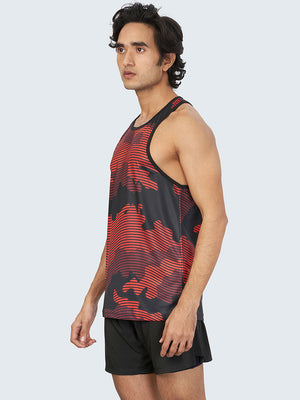 Men's Camouflage Active Gym Vest: Red - Side