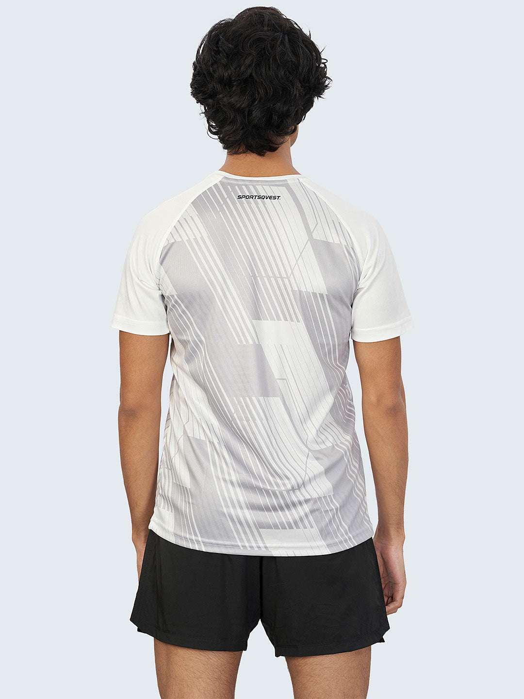 Men's Abstract Active Sports T-Shirt: White - Front