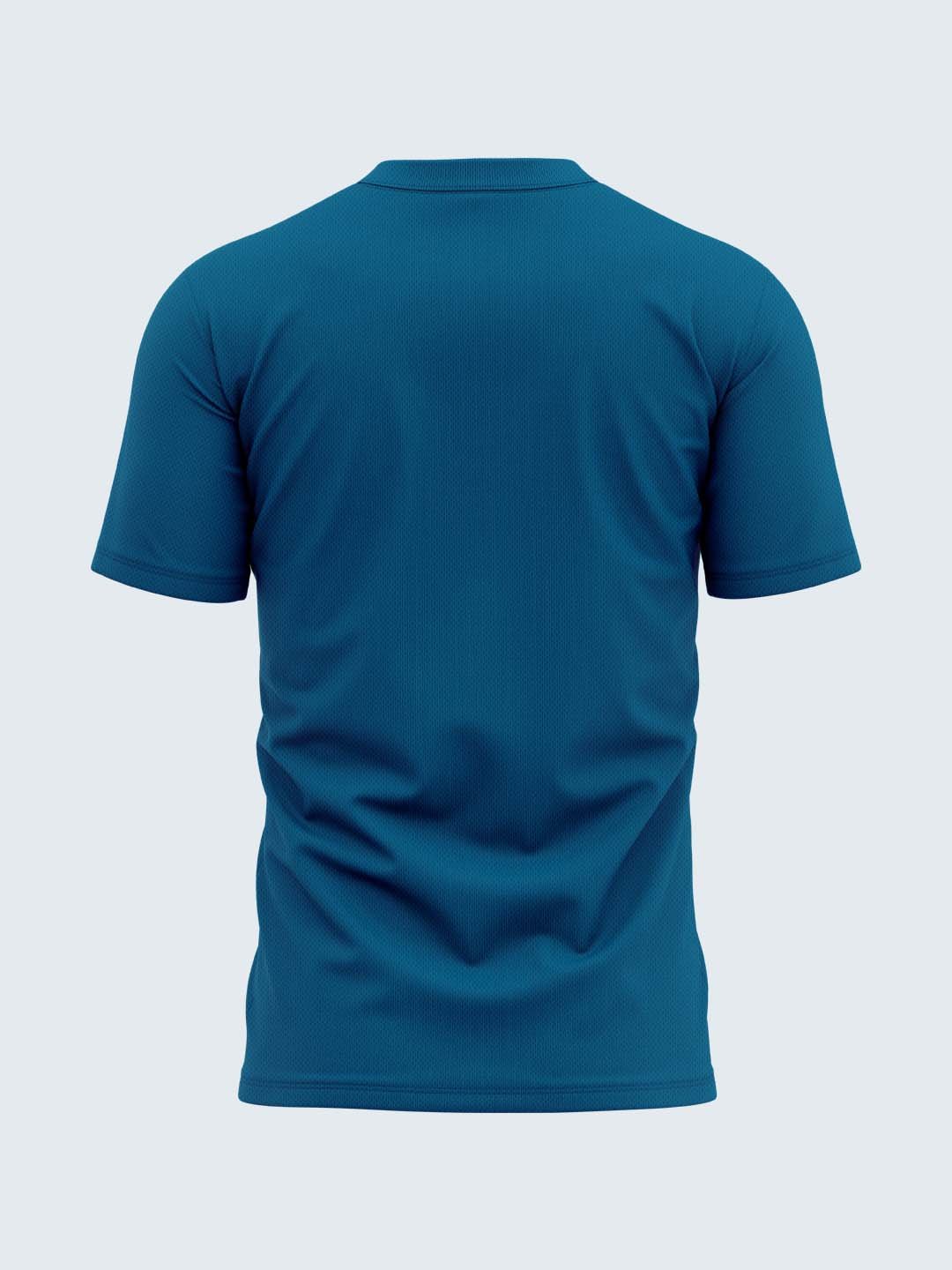 Men Sea Blue Round Neck Active T-shirt - 1857BL