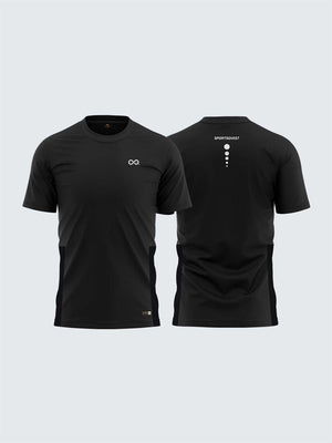 Men Black Round Neck Active T-shirt - 1859BK