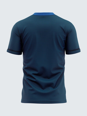 Men's Cobalt Blue Two-Tone Folding Sleeve Active Round Neck T-shirt - 1862BL