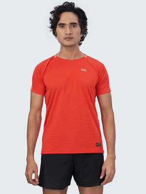 Men's Two-Tone Active Sports T-Shirt: Orange - Front