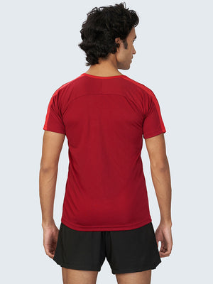 Men's Two-Tone Active Sports T-Shirt: Red - Back