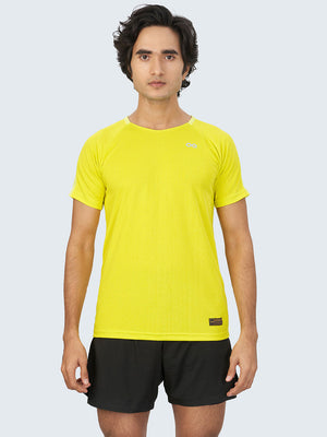 Men's Two-Tone Active Sports T-Shirt: Yellow - Front