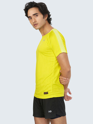 Men's Two-Tone Active Sports T-Shirt: Yellow - Side