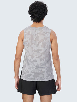 Men's Camouflage Active Gym Vest: Light Grey - Back