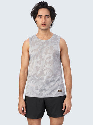 Men's Camouflage Active Gym Vest: Light Grey - Front