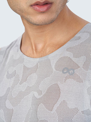 Men's Camouflage Active Gym Vest: Light Grey - Side Zoom 1