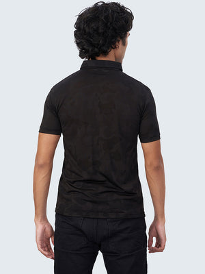 Men's Camouflage Active Polo T-Shirt: Black - Back