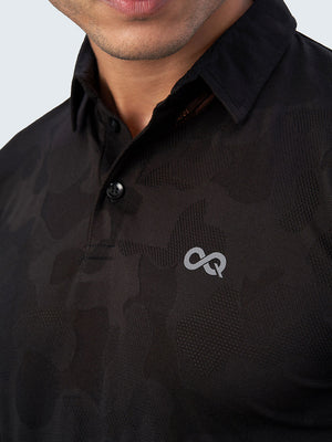 Men's Camouflage Active Polo T-Shirt: Black - Zoom