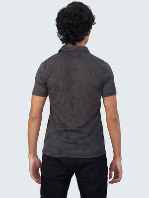 Men's Camouflage Active Polo T-Shirt: Dark Grey - Back