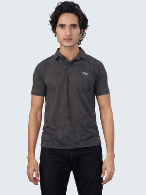 Men's Camouflage Active Polo T-Shirt: Dark Grey - Front