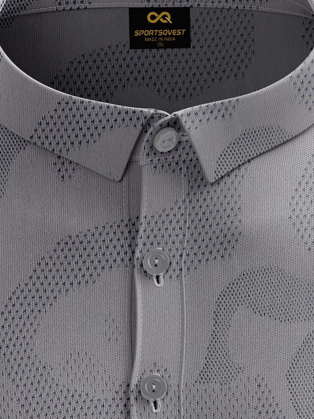 Men&#39;s Camouflage Light Polo T-Shirt Thin Collar Light Grey - 1875LG - Sportsqvest