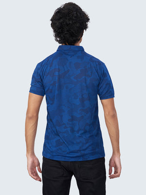 Men's Camouflage Active Polo T-Shirt: Royal Blue - Back