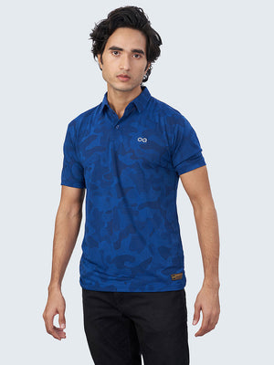 Men's Camouflage Active Polo T-Shirt: Royal Blue - Front