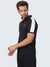 Men's Black & White Self Stripe Active Polo T-shirt - 1883BK