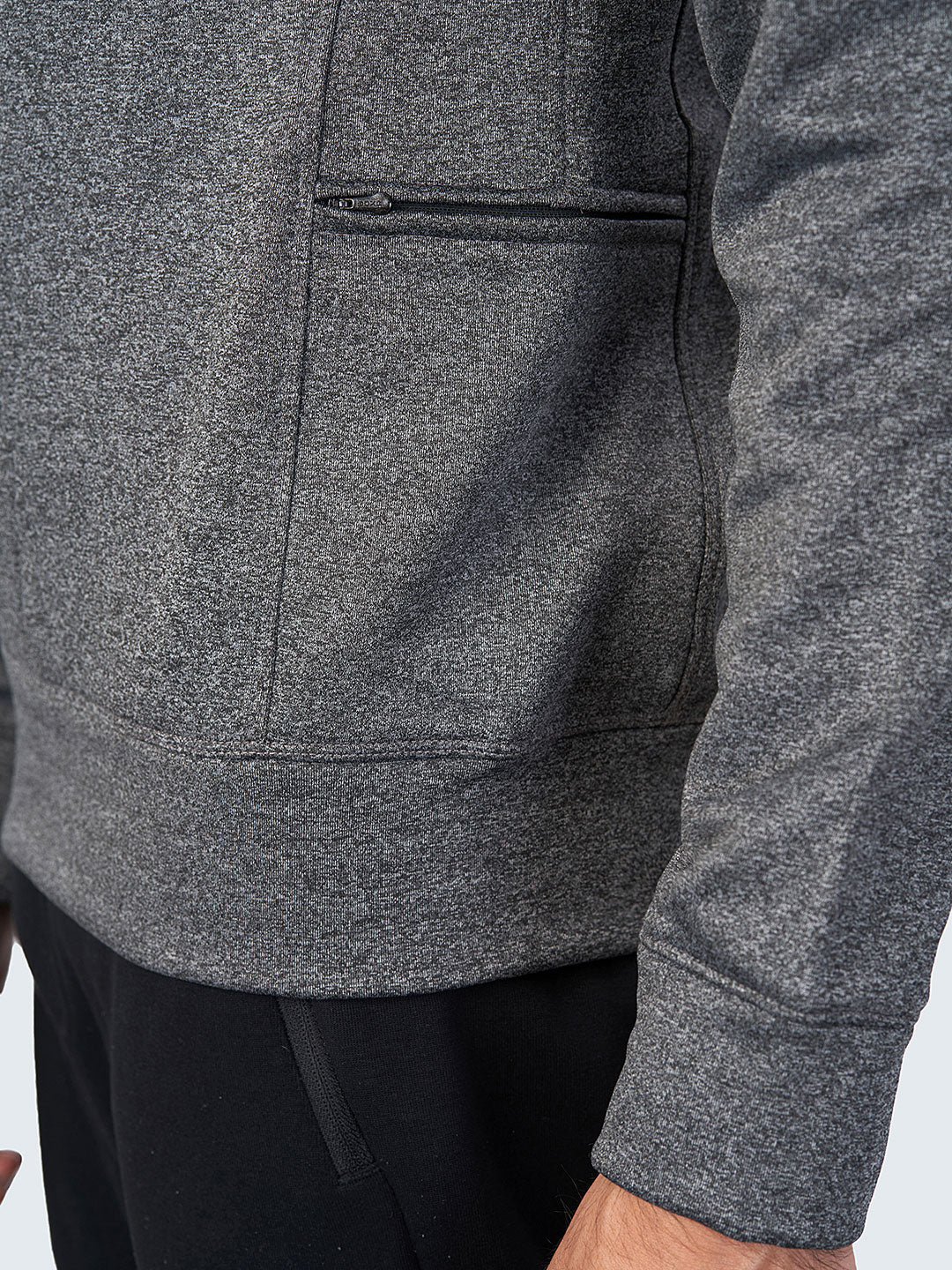 Men Fleece Melange Active Quarter-Zip Jacket - 1890GY