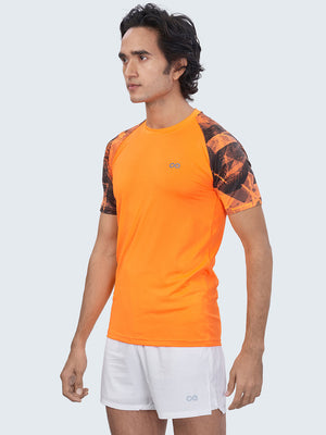 Men's Abstract Active Sports T-Shirt: Orange - Side