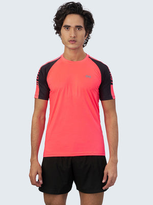 Men's Run Fast Active Sports T-Shirt: Pink - Front